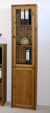 Buerovitrine-Kiefer-massiv-gelaugt.jpg Vitrinenschrank schmal 47x199x33cm CONTRA kiefernholz massiv gelaugt geölt von Casademobila Goslar