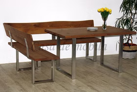 Tisch 140x76x90cm FARGO, U-Edelstahlbeinen Wildeiche Räucheröl Esstisch 140x76x90cm FARGO Wildeiche massiv Räucheröl
