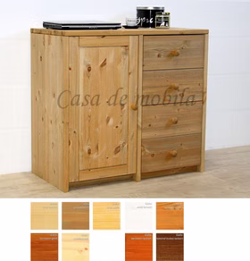 schrank-4-schubladen-1-holztuer-kiefer-massiv-contra Massivholz Kommode CONTRA 92x84x46cm Kiefer massiv geölt oder lackiert Casa de mobila Goslar