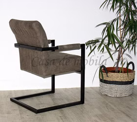 Freischwinger mit Armlehne RICHARD 58x90x67cm Metallgestell schwarz Lederimitat grau Casa de mobila Goslar Freischwinger mit Armlehne RICHARD 58x90x67cm Metallgestell schwarz Lederimitat grau Casa de mobila Goslar