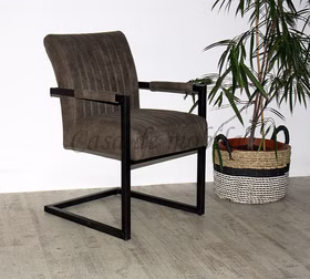 Schwingsessel mit Armlehne RICHARD 58x90x67cm Metallbeine schwarz Lederimitat grau Casa de mobila Goslar Schwingsessel mit Armlehne RICHARD 58x90x67cm Metallbeine schwarz Lederimitat grau Casa de mobila Goslar