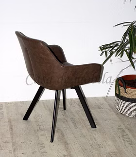 Drehstuhl 60x82x62cm RINGO Metall-Gestell Lederimitat braun Polsterstuhl drehbar RINGO 60x82x62cm Metallbeine schwarz Lederimitat braun Casa de mobila Goslar