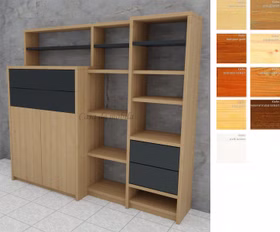 Wohnzimmerschrank mit Regal CONTRA 178x161x46/33/21cm Kiefer massiv Casa de mobila Goslar
