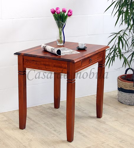 Massivholz Esstisch mit schublade klein 80x80x65cm DECOR Pappel massiv kirschbaumfarben lackiert Casa de mobila Goslar Massivholz Esstisch mit schublade klein 80x80x65cm DECOR Pappel massiv kirschbaumfarben lackiert Casa de mobila Goslar