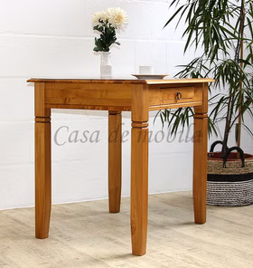 Massivholz Küchentisch klein 80x80x65cm DECOR Pappel massiv Bernsteinfarben lackiert Casa de mobila Goslar