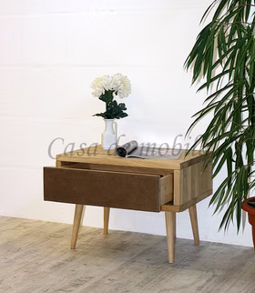 Nachtkommode MODERN SLEEP eiche massiv Bianco geölt Leder braun casademobila Goslar Nachtkommode MODERN SLEEP eiche massiv Bianco geölt Leder braun casademobila Goslar
