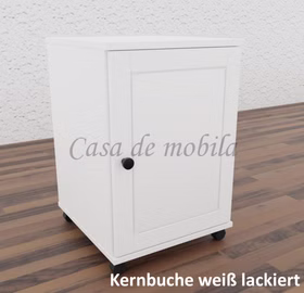 Massivholz Rollcontainer mit Holztür CONTRA 46x69x49cm kernbuche massiv weiß lackiert Casa de mobila Goslar Massivholz Rollcontainer mit Holztür CONTRA 46x69x49cm kernbuche massiv weiß lackiert Casa de mobila Goslar