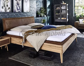 Massivholz Doppelbett 200x200 MODERN SLEEP Kopfteil 7 Leder braun Wildeiche massiv helles Bianco geölt Casa de mobila Goslar Massivholz Doppelbett 200x200 MODERN SLEEP Kopfteil 7 Leder braun Wildeiche massiv helles Bianco geölt Casa de mobila Goslar