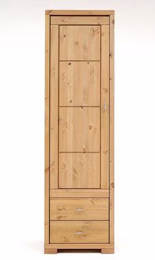 Geschirrscharank Kiefer massiv gelaugt geölt mit Holztür und zwei Schubladen Massivholz Hochschrank mit schubladen GULDBORG 59x204x43cm Kiefer massiv gelaugt geölt Casa de mobila Goslar
