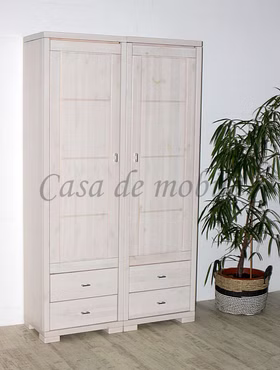 Hochschränke Kiefer massiv weiß lasiert mit Schubladen und Holztür Massivholz Hochschränke mit Schubladen GULDBORG 59x204x43cm Kiefer massiv weiß lasiert Casa de mobila Goslar