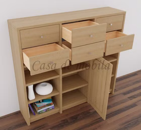Massivholz Highboard mit 6 Schubladen schmale tiefe 136x123x33cm Contra kiefer massiv gelaugt geölt bei Casademobila Goslar Massivholz Highboard mit 6 Schubladen schmale tiefe 136x123x33cm Contra kiefer massiv gelaugt geölt bei Casademobila Goslar