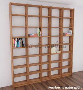 Bücherregal schmale Tiefe 213x236x21cm CONTRA Massivholz Massivholz bibliothek regal geringe tiefe 21cm Contra kernbuche massiv natur geölt bei Casademobila Goslar