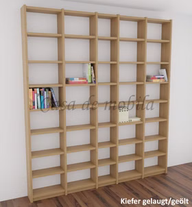 Bücherregal schmale Tiefe 213x236x21cm CONTRA Massivholz Massivholz bibliothek bücherregal tiefe 21cm Contra kiefer massiv gelaugt geölt bei Casademobila Goslar