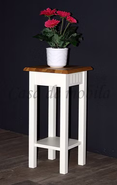 Massivholz Blumentisch mit Ablage Landhaus Höhe 60 cm NORDIC HOME Kiefer massiv weiß holzplatte Wildeiche geölt casademobila Massivholz Blumentisch mit Ablage Landhaus Höhe 60 cm NORDIC HOME Kiefer massiv weiß holzplatte Wildeiche geölt casademobila