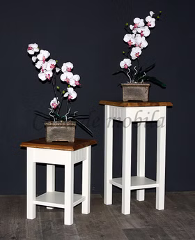 Massivholz Blumenhocker mit Ablage Landhaus Höhe 60 cm NORDIC HOME Kiefer massiv weiß holzplatte Wildeiche geölt casademobila Massivholz Blumenhocker mit Ablage Landhaus Höhe 60 cm NORDIC HOME Kiefer massiv weiß holzplatte Wildeiche geölt casademobila