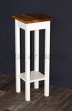 Massivholz Blumenständer mit Ablage Landhaus Höhe 80 cm NORDIC HOME Kiefer massiv weiß Holzplatte Wildeiche geölt Massivholz Blumenständer mit Ablage Landhaus Höhe 80 cm NORDIC HOME Kiefer massiv weiß Holzplatte Wildeiche geölt