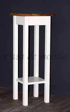 Massivholz Blumenhocker mit Ablage Landhaus Höhe 80 cm NORDIC HOME Kiefer massiv weiß Holzplatte Wildeiche geölt Massivholz Blumenhocker mit Ablage Landhaus Höhe 80 cm NORDIC HOME Kiefer massiv weiß Holzplatte Wildeiche geölt