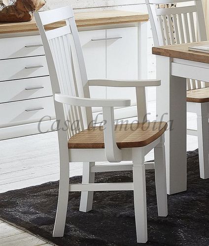 Armlehnstuhl 45x106x55cm OTTO Kiefer weiß / Sitz: Wildeiche geölt