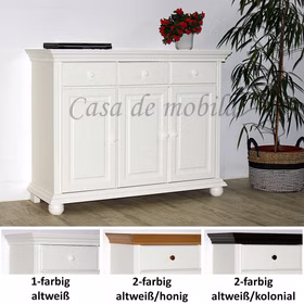 Sideboard 130x100x48cm KOPENHAGEN Fichte massiv altweiß lackiert Sideboard kommode KOPENHAGEN Fichte massiv weiß Honig Braun kolonial Landhaus