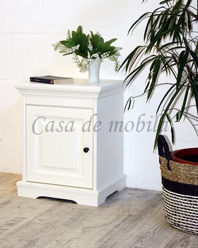 Massivholz Nachttisch mit Holztür CLEOPATRA Fichte massiv antik weiß Landhausstil Casa de mobila Goslar