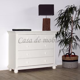 Wäschekommode 114x92x45cm KOPENHAGEN Fichte massiv altweiß lackiert Casa de mobila Goslar