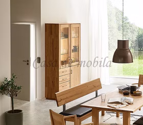 Vollholz Vitrinenschrank Esstisch Sitzbank mit Rückenlehne Lederpolster Colorado TREVA Asteiche Bianco geölt Wimmer Casa de Mobila Vollholz Vitrinenschrank Esstisch Sitzbank mit Rückenlehne Lederpolster Colorado TREVA Asteiche Bianco geölt Wimmer Casa de Mobila