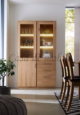 Vitrine mit 3 Schubladen rechts TREVA 115x202x42cm Asteiche massiv Bianco geölt Casa de Mobila Goslar Vitrine mit 3 Schubladen rechts TREVA 115x202x42cm Asteiche massiv Bianco geölt Casa de Mobila Goslar