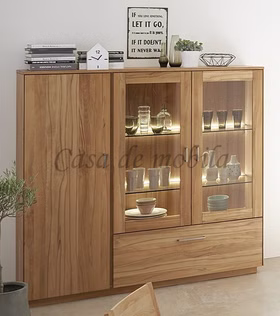 Vollholz Vitrine mit Schublade TREVA 170x163x42cm Kernbuche natur geölt Wimmer Casa de Mobila Vollholz Vitrine mit Schublade TREVA 170x163x42cm Kernbuche natur geölt Wimmer Casa de Mobila