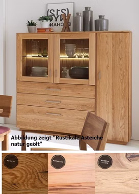 Massivholz Highboard Vitrine TREVA 153x163x42cm Kernbuche, Asteiche natur oder Bianco geölt Wimmer Casa de Mobila Massivholz Highboard Vitrine TREVA 153x163x42cm Kernbuche, Asteiche natur oder Bianco geölt Wimmer Casa de Mobila