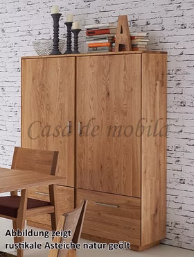 Echtholz Geschirrschrank TREVA 115x163x42cm Asteiche massiv natur geölt Wimmer Casa de Mobila Echtholz Geschirrschrank TREVA 115x163x42cm Asteiche massiv natur geölt Wimmer Casa de Mobila