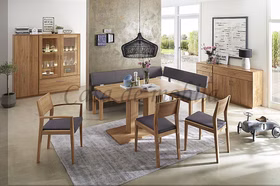 Massivholz Esszimmer Speisetisch Polsterstühle Sitzbank Vitrine Highboard Kommode Schrank TREVA  Kernbuche natur geölt Wimmer Casa de mobila 