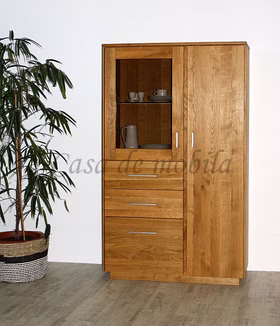 Vollholz Vitrinenschrank Vitrine Esszimmer TREVA 98x163x42cm Asteiche natur geölt Wimmer Casa de Mobila Vollholz Vitrinenschrank Vitrine Esszimmer TREVA 98x163x42cm Asteiche natur geölt Wimmer Casa de Mobila