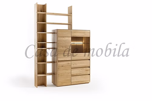 Highboard mit Anbauregal NYON Rotkernbuche natur geölt Vitrine gerundete Form Highboard mit Anbauregal NYON Rotkernbuche natur geölt Vitrine gerundete Form