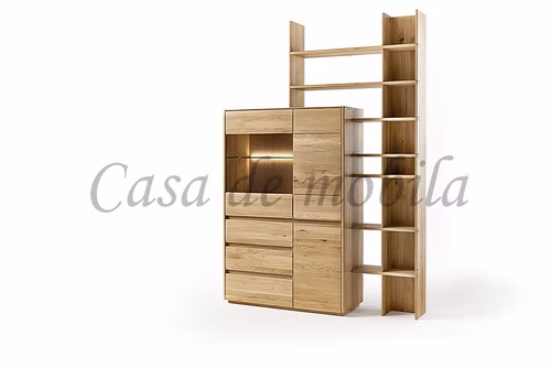 Highboard mit Anbauregal NYON Rotkernbuche natur geölt Vitrine gerundete Form Highboard mit Anbauregal NYON Rotkernbuche natur geölt Vitrine gerundete Form