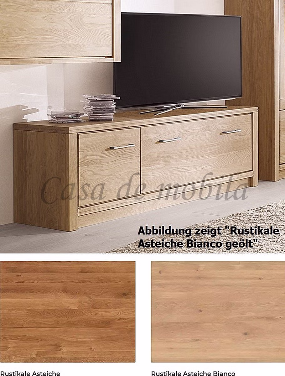 TV Schrank mit 2 Türen 162x50x40cm ARUMO Asteiche massiv geölt Fernsehkommode 162x50x40cm ARUMO Rustikale Asteiche massiv natur oder bianco geölt Casa de mobila Goslar