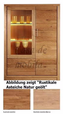 Highboard mit Glastür links Arumo 117x159x41cm rustikaler Asteiche massiv natur oder Bianco geölt Casa de mobila Goslar Highboard mit Glastür links Arumo 117x159x41cm rustikaler Asteiche massiv natur oder Bianco geölt Casa de mobila Goslar