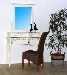 Schminktisch 110x180x38cm SEBY Fichte massiv altweiß lackiert Massivholz Schminktisch mit spiegel SEBY Fichte massiv altweiß landhausstil