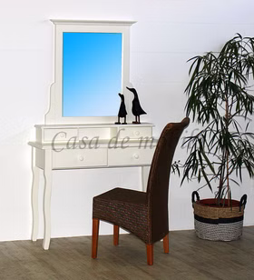 Schminktisch 110x180x38cm SEBY Fichte massiv altweiß lackiert Schminktisch 110x180x38cm SEBY Fichte massiv altweiß lackiert