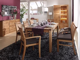 Massivholz Esszimmerschrank mit glastür und schublden Asteiche massiv natur geoelt Casa de mobila Goslar
