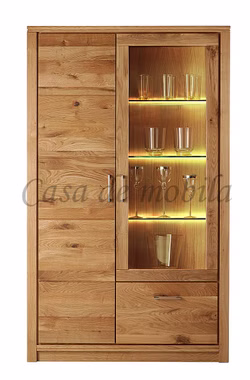 Geschirrschrank Arumo 117x194,7x40,5cm Wildeiche massiv geölt Casa de mobila Goslar