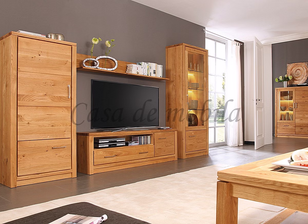 Anbauwand Arumo 4-teilig 335x195x41 cm Wildeiche massiv natur geölt Casa de mobila Goslar Anbauwand Arumo 4-teilig 335x195x41 cm Wildeiche massiv natur geölt Casa de mobila Goslar