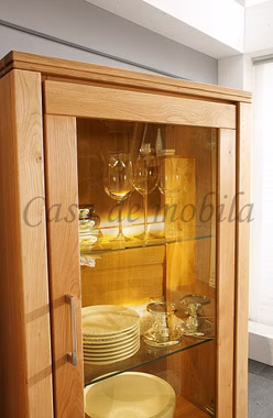 Anbauwand Vitrine Arumo Wildeiche massiv natur geölt Casa de mobila Goslar Anbauwand Vitrine Arumo Wildeiche massiv natur geölt Casa de mobila Goslar