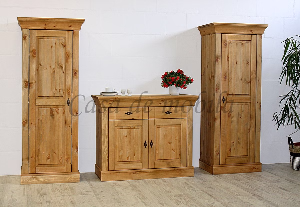 Wohnwand 3teilig 239x163x45cm BERGEN Kiefer massiv Massivholz Anbauwand 3teilig BERGEN Kiefer massiv gelaugt geölt oder kirschbaumfarben lackiert Casa de mobila Goslar