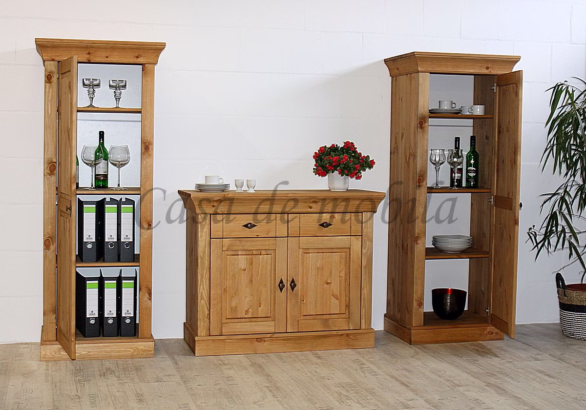 Wohnwand 3teilig 239x163x45cm BERGEN Kiefer massiv Massivholz Schrankwand 3teilig 239x163x45cm BERGEN Kiefer massiv gelaugt geölt Casa de mobila Goslar