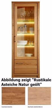 Massivholz Vitrine rechts Arumo 72x195x41cm rustikale asteiche massiv natur oder Bianco geölt Casa de mobila Goslar Massivholz Vitrine rechts Arumo 72x195x41cm rustikale asteiche massiv natur oder Bianco geölt Casa de mobila Goslar
