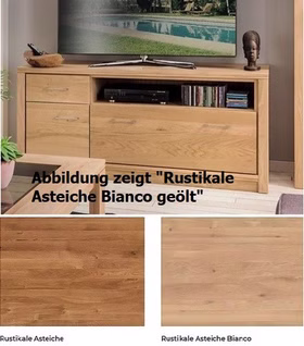 Massivholz Fernsehkommode Arumo 162x69x41cm Rustikale Asteiche massiv natur oder Bianco geölt Casa de mobila Goslar