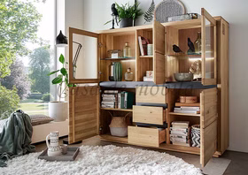 Massivholz Esszimmer-schrank mit Hirnholz CENTRO 166x148x40cm Wildeiche massiv natur geölt Casa de mobila Goslar Massivholz Esszimmer-schrank mit Hirnholz CENTRO 166x148x40cm Wildeiche massiv natur geölt Casa de mobila Goslar