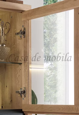 Highboard CENTRO glastür mit holzrahmen Wildeiche massiv natur geölt von Casademobila Goslar