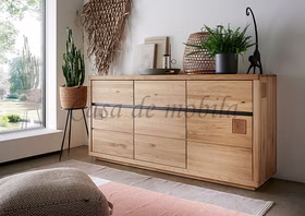 Massivholz Sideboard 3-türig mit Stirnholz CENTRO 175x85x45cm Wildeiche massiv natur geölt Casa de mobila Goslar Massivholz Sideboard 3-türig mit Stirnholz CENTRO 175x85x45cm Wildeiche massiv natur geölt Casa de mobila Goslar