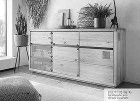 Große Sideboard 3-türig mit Stirnholz CENTRO 175x85x45cm Wildeiche massiv natur geölt Casa de mobila Goslar Große Sideboard 3-türig mit Stirnholz CENTRO 175x85x45cm Wildeiche massiv natur geölt Casa de mobila Goslar